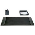 Black 3 Piece Crocodile Embossed Leather Desk Set